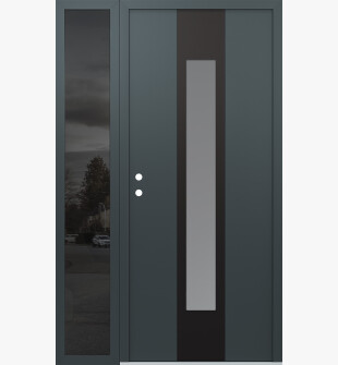 DIAMOND A1 48" X 80" ANTHRACITE/ANTHRACITE FROSTED GLASS PANEL BLACK RHI WITH SIDELITE MIRRORED GLASS