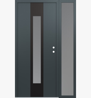 DIAMOND A1 48" X 80" ANTHRACITE/ANTHRACITE FROSTED GLASS PANEL BLACK LHI WITH SIDELITE FROSTED GLASS