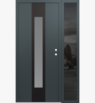 DIAMOND A1 50" X 80" ANTHRACITE/ANTHRACITE FROSTED GLASS PANEL BLACK LHI WITH SIDELITE MIRRORED GLASS