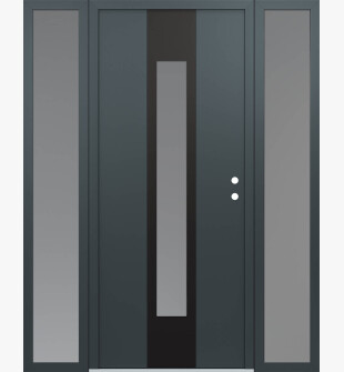 DIAMOND A1 60" X 80" ANTHRACITE/ANTHRACITE FROSTED GLASS PANEL BLACK LHI WITH 2 SIDELITES FROSTED GLASS