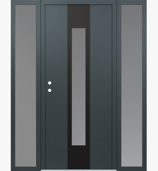 DIAMOND A1 64" X 80" ANTHRACITE/ANTHRACITE FROSTED GLASS PANEL BLACK RHI WITH 2 SIDELITES FROSTED GLASS