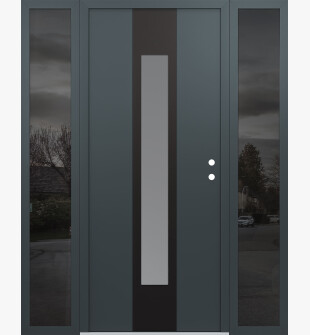 DIAMOND A1 68" X 80" ANTHRACITE/ANTHRACITE FROSTED GLASS PANEL BLACK LHI WITH 2 SIDELITES MIRRORED GLASS