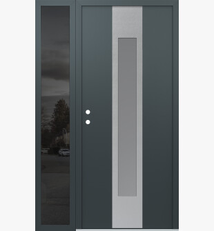 DIAMOND A1 48" X 80" ANTHRACITE/ANTHRACITE FROSTED GLASS PANEL STAINLESS STEEL RHI WITH SIDELITE MIRRORED GLASS