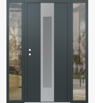 DIAMOND A1 60" X 80" ANTHRACITE/ANTHRACITE FROSTED GLASS PANEL STAINLESS STEEL RHI WITH 2 SIDELITES CLEAR GLASS