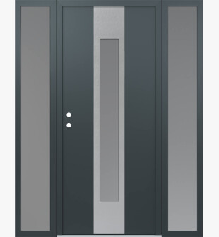 DIAMOND A1 68" X 80" ANTHRACITE/ANTHRACITE FROSTED GLASS PANEL STAINLESS STEEL RHI WITH 2 SIDELITES FROSTED GLASS