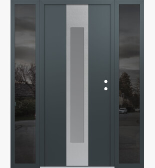 DIAMOND A1 60" X 80" ANTHRACITE/ANTHRACITE FROSTED GLASS PANEL STAINLESS STEEL LHI WITH 2 SIDELITES MIRRORED GLASS