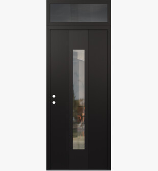 DIAMOND A1 36" X 96" BLACK/BLACK CLEAR GLASS PANEL BLACK RHI WITH TRANSOM MIRRORED GLASS