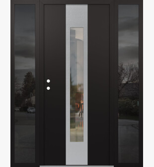 DIAMOND A1 68" X 80" BLACK/BLACK CLEAR GLASS PANEL STAINLESS STEEL RHI WITH 2 SIDELITES MIRRORED GLASS