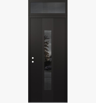 DIAMOND A1 36" X 96" BLACK/BLACK MIRRORED GLASS PANEL BLACK RHI WITH TRANSOM MIRRORED GLASS