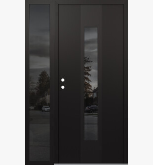 DIAMOND A1 52" X 80" BLACK/BLACK MIRRORED GLASS PANEL BLACK RHI WITH SIDELITE MIRRORED GLASS