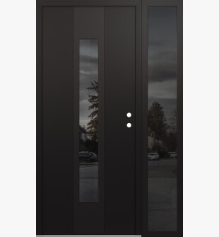 DIAMOND A1 48" X 80" BLACK/BLACK MIRRORED GLASS PANEL BLACK LHI WITH SIDELITE MIRRORED GLASS