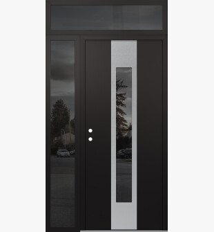 DIAMOND A1 48" X 96" BLACK/BLACK MIRRORED GLASS PANEL STAINLESS STEEL RHI WITH SIDELITE AND TRANSOM MIRRORED GLASS