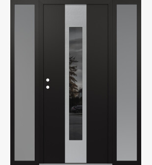 DIAMOND A1 60" X 80" BLACK/BLACK MIRRORED GLASS PANEL STAINLESS STEEL RHI WITH 2 SIDELITES FROSTED GLASS