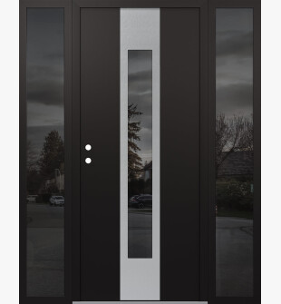 DIAMOND A1 64" X 80" BLACK/BLACK MIRRORED GLASS PANEL STAINLESS STEEL RHI WITH 2 SIDELITES MIRRORED GLASS