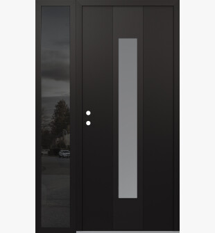 DIAMOND A1 50" X 80" BLACK/WHITE FROSTED GLASS PANEL BLACK RHI WITH SIDELITE MIRRORED GLASS