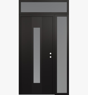 DIAMOND A1 50" X 96" BLACK/WHITE FROSTED GLASS PANEL BLACK LHI WITH SIDELITE AND TRANSOM FROSTED GLASS