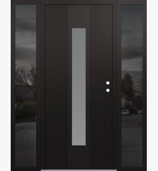 DIAMOND A1 60" X 80" BLACK/WHITE FROSTED GLASS PANEL BLACK LHI WITH 2 SIDELITES MIRRORED GLASS