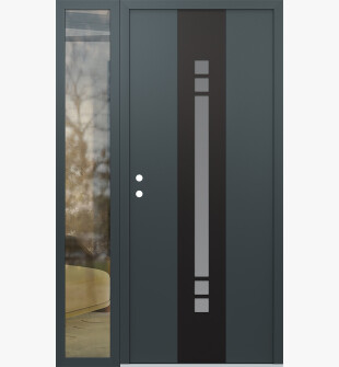 DIAMOND A4 48" X 80" ANTHRACITE/ANTHRACITE FROSTED GLASS PANEL BLACK RHI WITH SIDELITE CLEAR GLASS