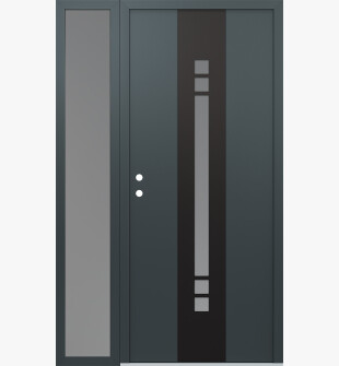 DIAMOND A4 52" X 80" ANTHRACITE/ANTHRACITE FROSTED GLASS PANEL BLACK RHI WITH SIDELITE FROSTED GLASS