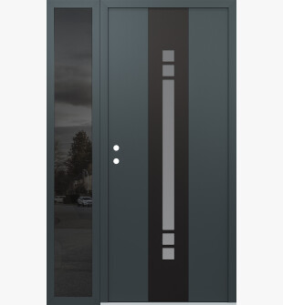 DIAMOND A4 48" X 80" ANTHRACITE/ANTHRACITE FROSTED GLASS PANEL BLACK RHI WITH SIDELITE MIRRORED GLASS