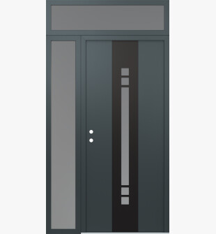 DIAMOND A4 52" X 96" ANTHRACITE/ANTHRACITE FROSTED GLASS PANEL BLACK RHI WITH SIDELITE AND TRANSOM FROSTED GLASS