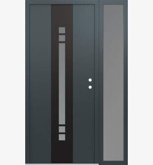 DIAMOND A4 48" X 80" ANTHRACITE/ANTHRACITE FROSTED GLASS PANEL BLACK LHI WITH SIDELITE FROSTED GLASS