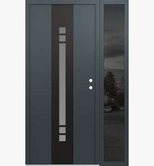 DIAMOND A4 48" X 80" ANTHRACITE/ANTHRACITE FROSTED GLASS PANEL BLACK LHI WITH SIDELITE MIRRORED GLASS