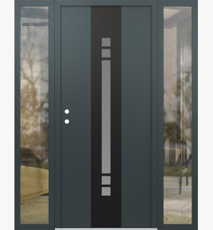 DIAMOND A4 64" X 80" ANTHRACITE/ANTHRACITE FROSTED GLASS PANEL BLACK RHI WITH 2 SIDELITES CLEAR GLASS