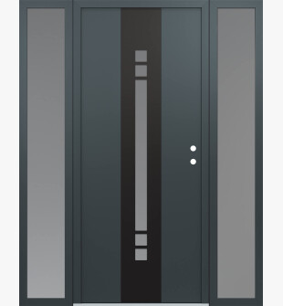 DIAMOND A4 68" X 80" ANTHRACITE/ANTHRACITE FROSTED GLASS PANEL BLACK LHI WITH 2 SIDELITES FROSTED GLASS