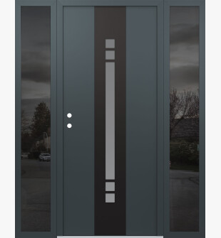 DIAMOND A4 68" X 80" ANTHRACITE/ANTHRACITE FROSTED GLASS PANEL BLACK RHI WITH 2 SIDELITES MIRRORED GLASS