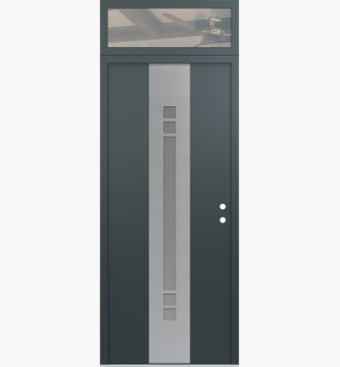 DIAMOND A4 36" X 96" ANTHRACITE/ANTHRACITE FROSTED GLASS PANEL STAINLESS STEEL LHI WITH TRANSOM CLEAR GLASS