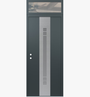 DIAMOND A4 36" X 96" ANTHRACITE/ANTHRACITE FROSTED GLASS PANEL STAINLESS STEEL RHI WITH TRANSOM CLEAR GLASS