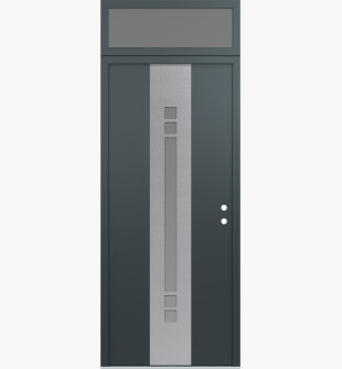 DIAMOND A4 36" X 96" ANTHRACITE/ANTHRACITE FROSTED GLASS PANEL STAINLESS STEEL LHI WITH TRANSOM FROSTED GLASS