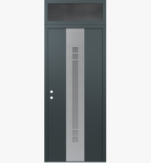 DIAMOND A4 36" X 96" ANTHRACITE/ANTHRACITE FROSTED GLASS PANEL STAINLESS STEEL RHI WITH TRANSOM MIRRORED GLASS