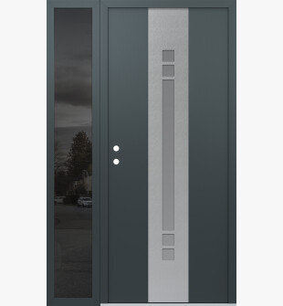 DIAMOND A4 50" X 80" ANTHRACITE/ANTHRACITE FROSTED GLASS PANEL STAINLESS STEEL RHI WITH SIDELITE MIRRORED GLASS