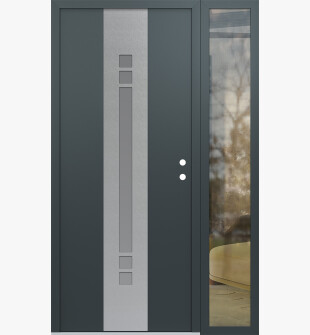 DIAMOND A4 52" X 80" ANTHRACITE/ANTHRACITE FROSTED GLASS PANEL STAINLESS STEEL LHI WITH SIDELITE CLEAR GLASS