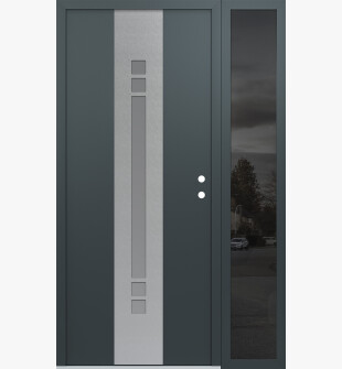 DIAMOND A4 48" X 80" ANTHRACITE/ANTHRACITE FROSTED GLASS PANEL STAINLESS STEEL LHI WITH SIDELITE MIRRORED GLASS