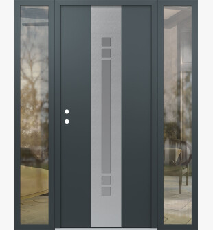 DIAMOND A4 64" X 80" ANTHRACITE/ANTHRACITE FROSTED GLASS PANEL STAINLESS STEEL RHI WITH 2 SIDELITES CLEAR GLASS