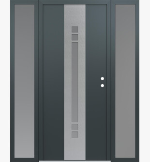 DIAMOND A4 60" X 80" ANTHRACITE/ANTHRACITE FROSTED GLASS PANEL STAINLESS STEEL LHI WITH 2 SIDELITES FROSTED GLASS