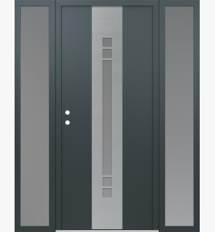 DIAMOND A4 64" X 80" ANTHRACITE/ANTHRACITE FROSTED GLASS PANEL STAINLESS STEEL RHI WITH 2 SIDELITES FROSTED GLASS