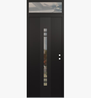 DIAMOND A4 36" X 96" BLACK/BLACK CLEAR GLASS PANEL BLACK LHI WITH TRANSOM CLEAR GLASS