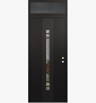 DIAMOND A4 36" X 96" BLACK/BLACK CLEAR GLASS PANEL BLACK LHI WITH TRANSOM MIRRORED GLASS