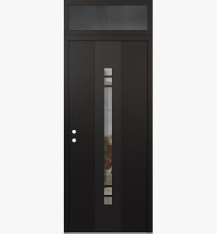 DIAMOND A4 36" X 96" BLACK/BLACK CLEAR GLASS PANEL BLACK RHI WITH TRANSOM MIRRORED GLASS