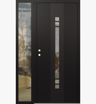 DIAMOND A4 48" X 80" BLACK/BLACK CLEAR GLASS PANEL BLACK RHI WITH SIDELITE CLEAR GLASS