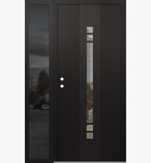 DIAMOND A4 50" X 80" BLACK/BLACK CLEAR GLASS PANEL BLACK RHI WITH SIDELITE MIRRORED GLASS