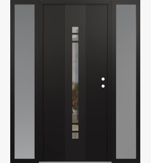 DIAMOND A4 64" X 80" BLACK/BLACK CLEAR GLASS PANEL BLACK LHI WITH 2 SIDELITES FROSTED GLASS
