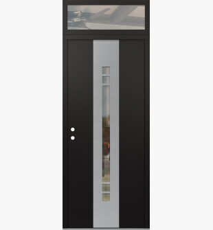 DIAMOND A4 36" X 96" BLACK/BLACK CLEAR GLASS PANEL STAINLESS STEEL RHI WITH TRANSOM CLEAR GLASS