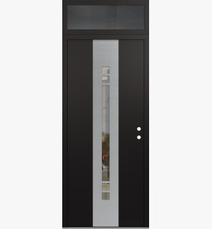 DIAMOND A4 36" X 96" BLACK/BLACK CLEAR GLASS PANEL STAINLESS STEEL LHI WITH TRANSOM MIRRORED GLASS