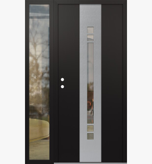 DIAMOND A4 52" X 80" BLACK/BLACK CLEAR GLASS PANEL STAINLESS STEEL RHI WITH SIDELITE CLEAR GLASS