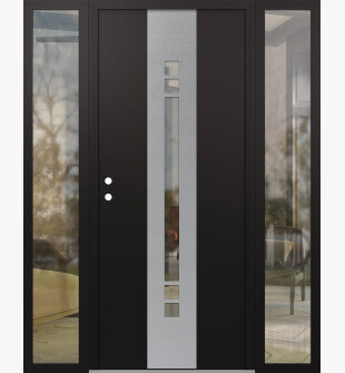 DIAMOND A4 68" X 80" BLACK/BLACK CLEAR GLASS PANEL STAINLESS STEEL RHI WITH 2 SIDELITES CLEAR GLASS